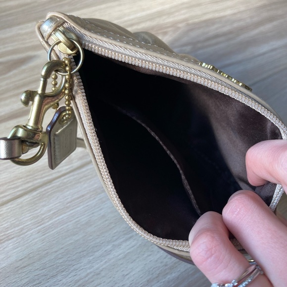 COACH | gold leather wristlet - Picture 4 of 6